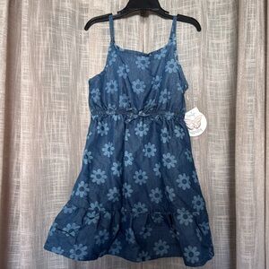 New Sweet Butterfly light weight Jean floral printed dress.